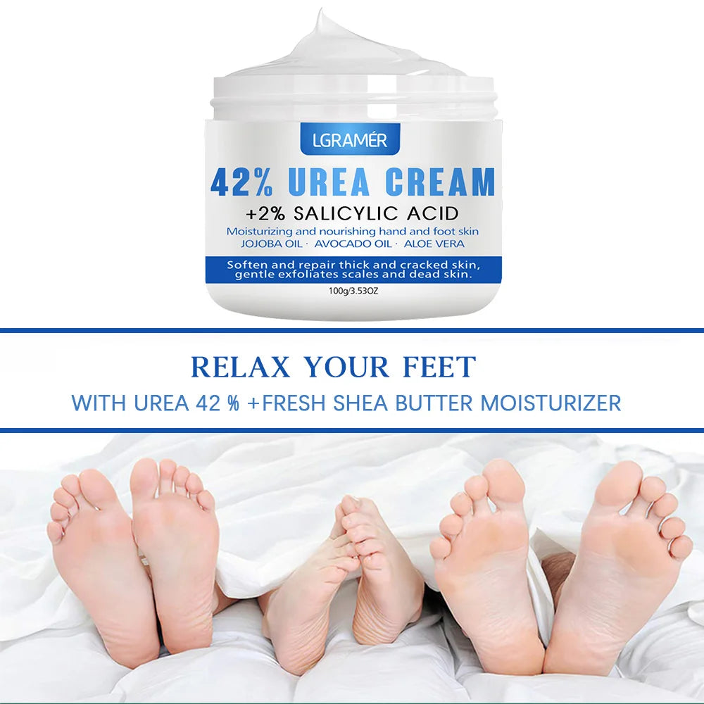 Urea Hand 42% and Foot Cream Softens Moisturizes Skin Relieves Dryness Repairs Cracks Exfoliates Deeply Penetrates Foot Cream